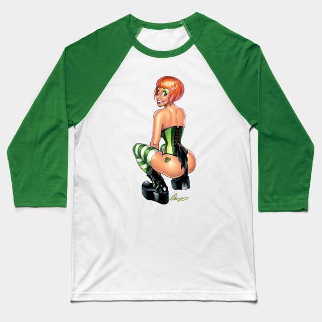 Irish Pinup girl Baseball T-Shirt by Eliaschatzoudis